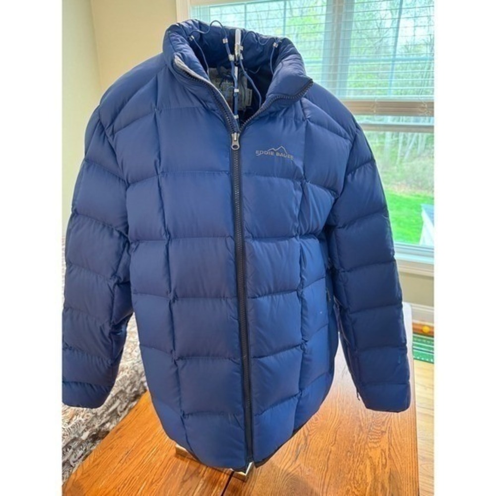 Eddie Bauer 700 Fill Goose Down Puffer Jacket Men's XL Blue Cobalt Quilted
